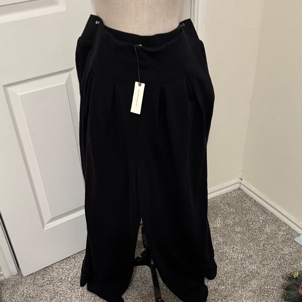 Anthropologie Elegant Black Wide Leg Trousers